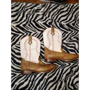 Roper Western Boots Boys Baseball Faux Square Tan 09-018-1902-0083 TA Size 3